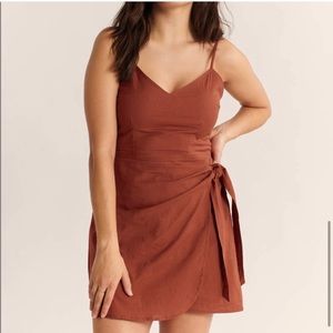 Abercrombie & Fitch petite rust orange wrap mini dress